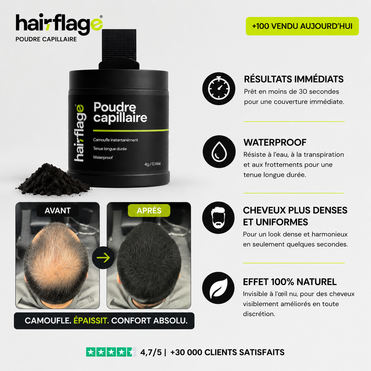 Poudre Hairflage® - Camouflage capillaire